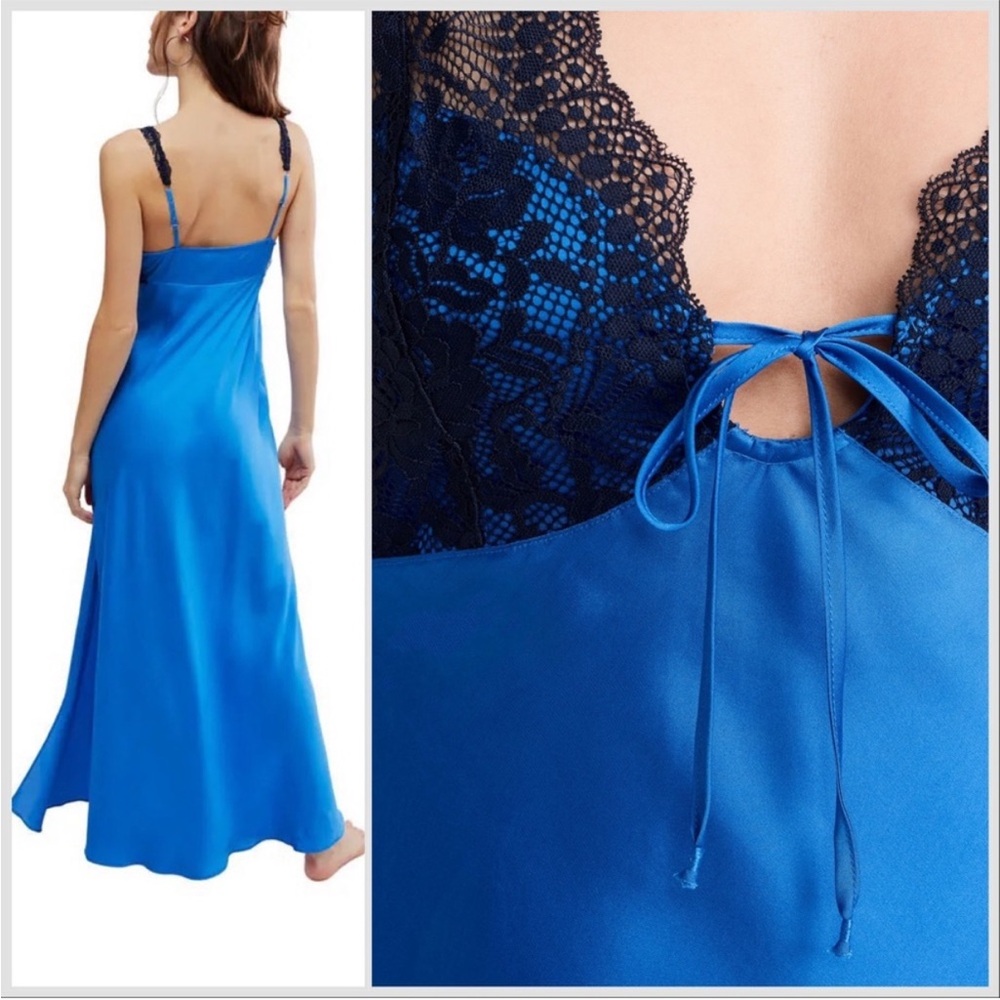 NWOT Free People Countryside Maxi Slip Dress in Campanula Combo sz M - Picture 5 of 10